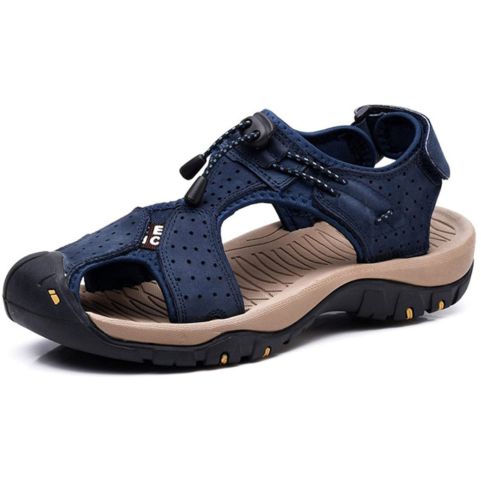 Чоловічі сандалі Asifn для туризму, шкіра, водонепроникні, закритий носок, сині (43/44 EU)