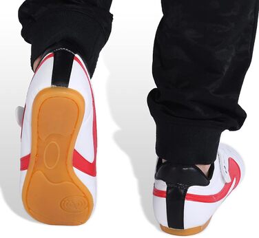 Таекундо - спортивні кросівки, унісекс, дихаючі, для боксу, кунг-фу, тай-чі, фітнесу, гімнастики, легкі, для дітей та дорослих (36 - білий та червоний)