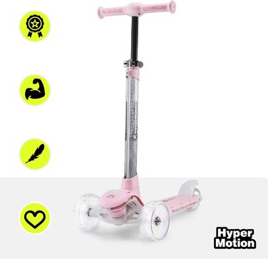 Самокат дитячий HyperMotion Willy складаний, регульований кермо, гумові колеса, до 40 кг, чорний/рожевий (BECKY)
