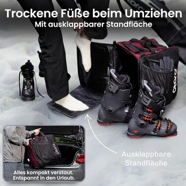Чохол для лижних черевиків Otaro з відділенням для шолома | Сумка для лиж, шолома та аксесуарів | Водонепроникний, міцний, 60L (Pro, Червоний)