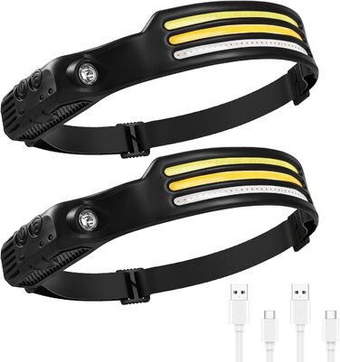 Ліхтарик на голову LED перезаряджається USB, 350 люмен, COB, сенсор, 5 режимів, водонепроникний IPX4