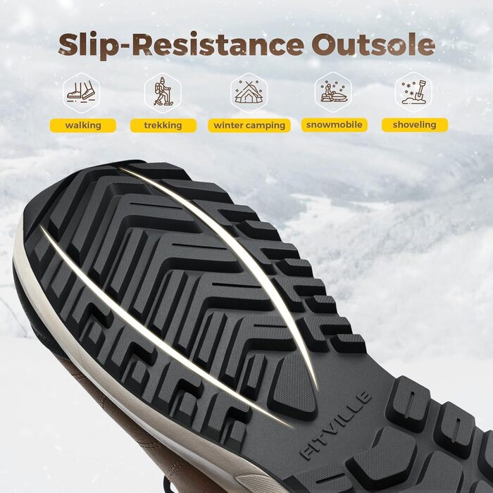 Зимові черевики FitVille для чоловіків, широкі, з клямками, неслизькі, теплі, для активного відпочинку, розмір 40-50 EU, коричневі