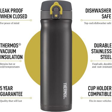 Термокружка з нержавіючої сталі Thermos, 470 мл, герметична, колір антрацит