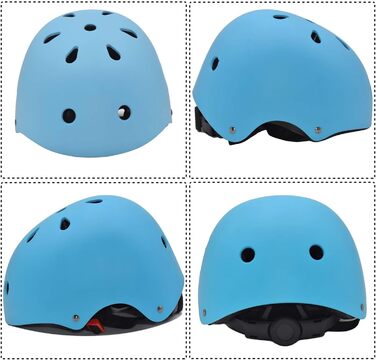 Дитячий велосипедний шолом Kinder-Fahrradhelm з набором захисту (наколінники, налокітники, рукавиці) для хлопчиків та дівчаток 3-8 років, блакитний, розмір S (48-54 см)