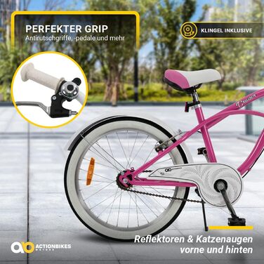 Дитячий велосипед Actionbikes Cruiser 20 дюймів з крилами, дзвіночком і відбивачами, для хлопчиків і дівчаток 6-9 років