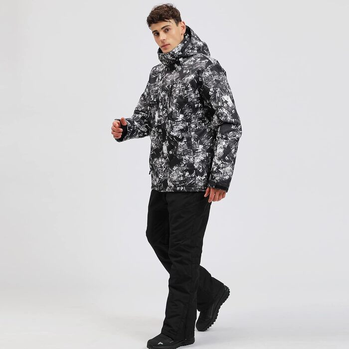 Чоловічий комплект гірськолижний: куртка та штани HOTIAN, комплект для сноуборду, чорний, XL, водонепроникний, вітронепроникний