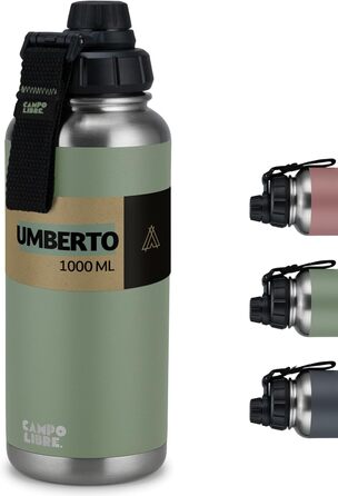 Термос пляшка Campo Libre Umberto I Premium, нержавіюча сталь, 400 мл, ізольована, для води та газованих напоїв, герметична, підходить для посудомийної машини, колір Deep Grey