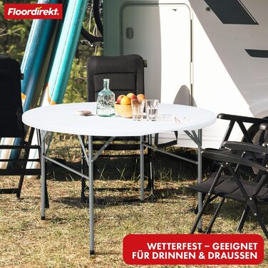 Зручний розкладний садовий стіл Floordirekt Shiga 120x60 см - пластиковий буфетний/кампінговий стіл для тераси, балкону та саду