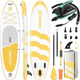 FBSPORT SUP дошка Stand Up Paddle 335см для дорослих, надувна, комплект з насосом та аксесуарами для йоги, серфінгу та подорожей (жовта)