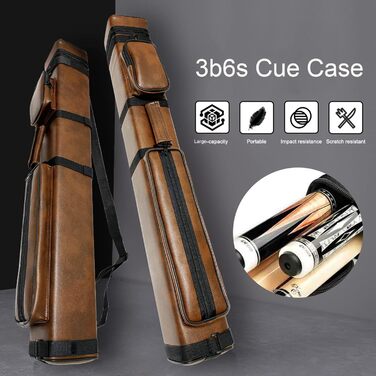 Чохол для більярдних київ: на 3 батти та 6 шесток, з екошкіри, жорсткий, коричневий