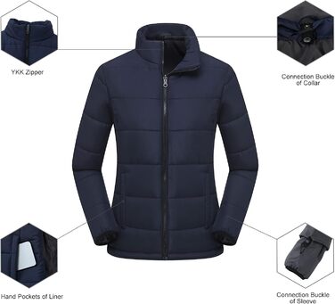 Жіноча куртка 3-в-1 Mountain: вітро- та водовідштовхуюча зимова куртка, теплий зимовий пуховик для туризму та сноуборду з капюшоном, колір морської хвилі (L)