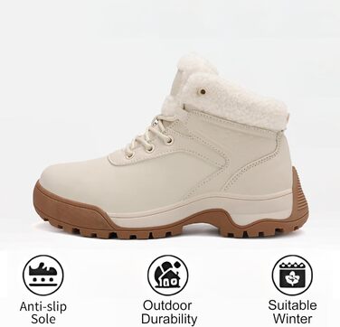 Зимові черевики жіночі, снігоступи, утеплені хутром, антиковзання, для холодної погоди, 39 EU, бежеві