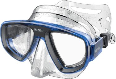 Маска для дайвінгу та підводного полювання Seac Extreme50 з можливістю встановлення оптичних лінз, прозора/синя