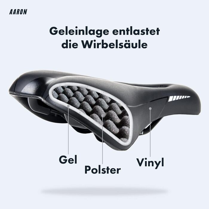 Велосипедне сідло AARON - ергономічне сідло для жінок та чоловіків, гелеве, водонепроникне. Підходить для трекінгового велосипеда, гірського велосипеда, міського велосипеда, електровелосипеда