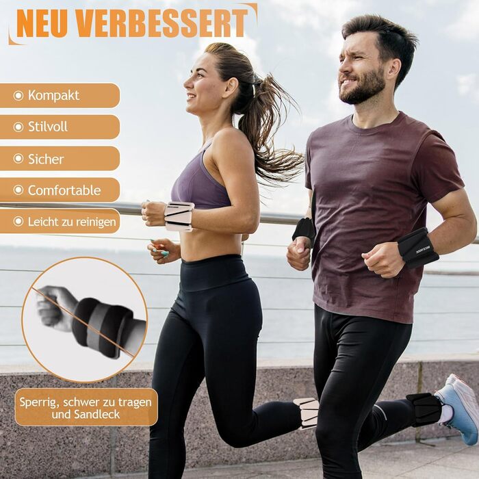 Набір обтяжувачів для ніг та рук BECOJADDE (0.45kg/0.9kg) - 2 шт. Регульовані манжети для занять фітнесом, йогою, пілатесом, ходьбою, бігом. Підходять для жінок та чоловіків. Колір: бежевий. Вага пари: 1.8 кг