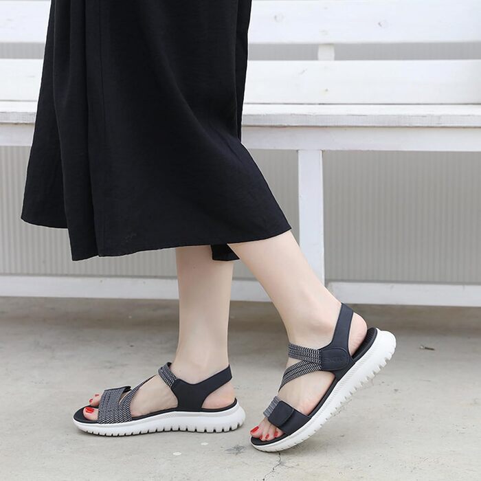 Жіночі сандалії літні Wandersandalen Freizeit Plateau - спортивні сандалії для відпочинку та прогулянок, чорного кольору, розмір 35-42 EU