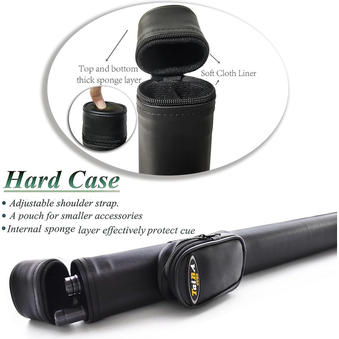 Більярдний кий Tai Ba Cues: канадський клен, 13 мм наконечник, 58'', 19oz. Вибір кольору (синій, червоний, зелений) + чохол