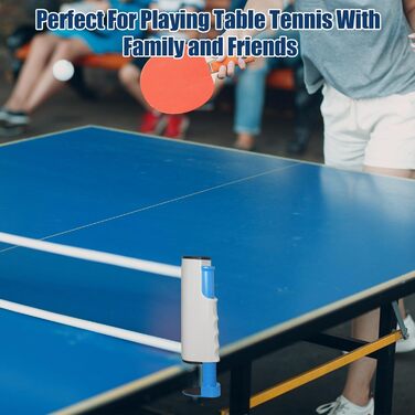 М'ячик для настільного тенісу Dalephoric, висувний, портативний, для гри в приміщенні та на вулиці, довжина до 170 см, сітка для настільного тенісу, офісний стіл, сіро-блакитний