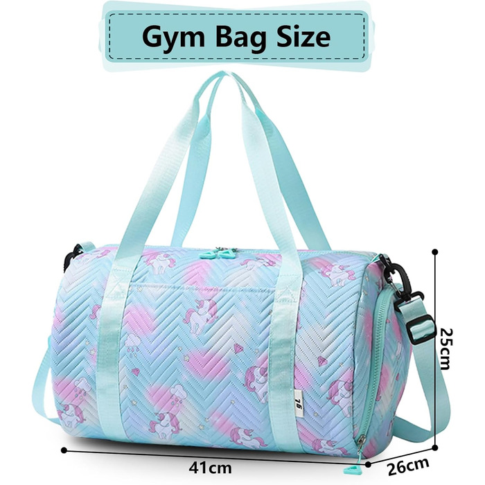 Спортивна сумка з єдинорогом, маленька, унісекс (зелена)