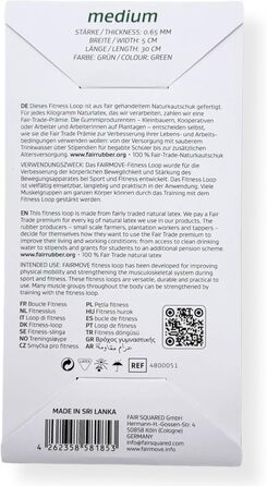 Еластичні стрічки FAIR Move для фітнесу та йоги (натуральний латекс, зелені, середній рівень опору 2.5 кг)