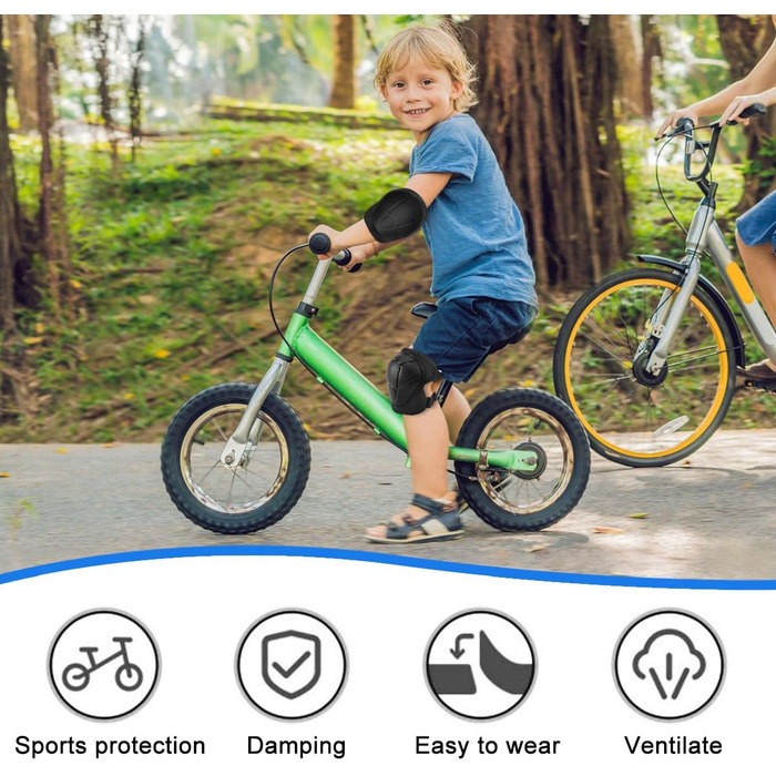 Набір наколінників Kinder 6 в 1: захист колін, ліктів, зап'ясть для скейтбордингу, інлайнів, Hoverboard, велосипеда (чорний)