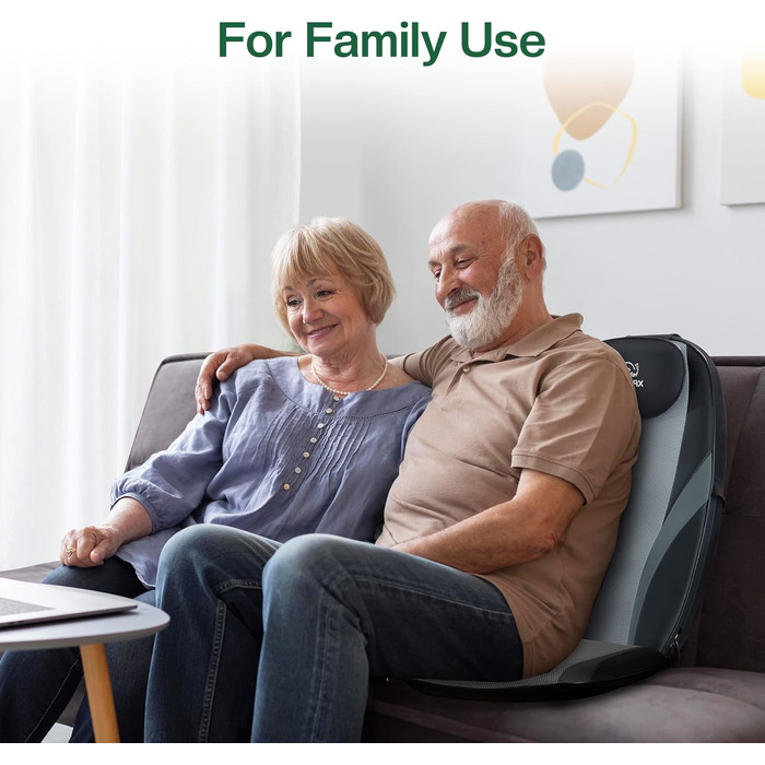 Масажне сидіння Snailax Shiatsu з підігрівом та вібрацією для шиї та спини, масажер для крісла, подарунок для чоловіків та жінок (40.5x35.5x66cm)