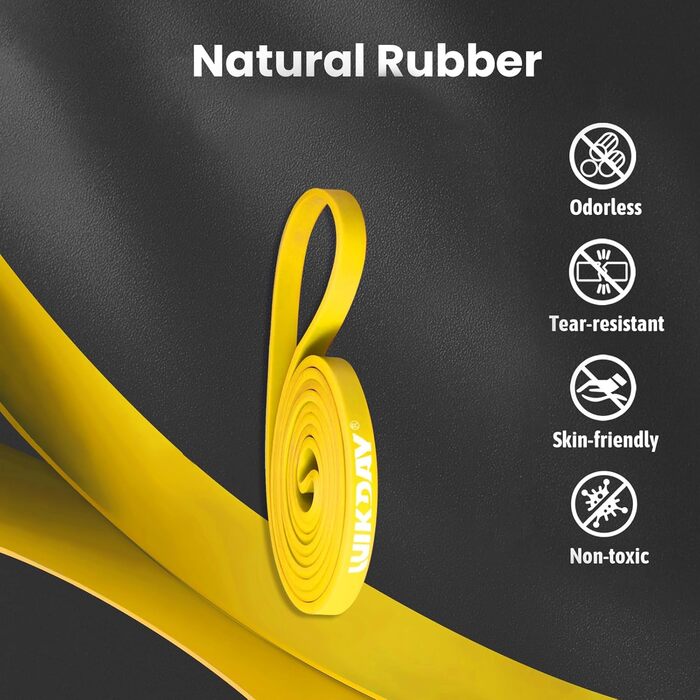 Гумові стрічки для фітнесу та розтяжки, набір для Crossfit та домашніх тренувань, різні рівні опору (3,6–56,7 кг) + додаткова жовта (4,5–11,3 кг)