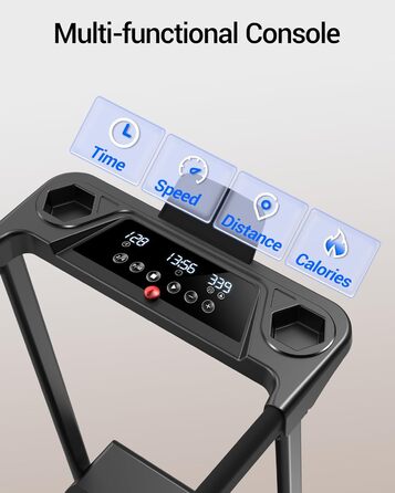Біговий тренажер UMAY для дому, складаний, 12 км/год, з монітором серцевого ритму, 2.5PS/1800W, 12 програм тренувань, 10% нахил, ефективна амортизація