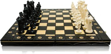 Шахи Master of Chess Black & White Edition: дерев'яна шахівниця, пластикові фігури, середньовільний стиль