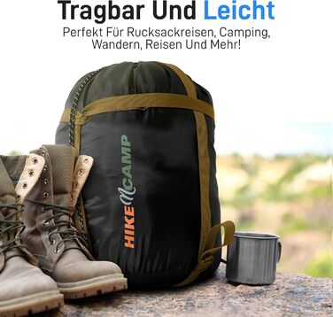 Спальний мішок SereneLife для кемпінгу - теплий, водонепроникний, для зимового відпочинку, діапазон температур -15°C до 12°C, компактний, з компресійним мішком та подушкою, камуфляж