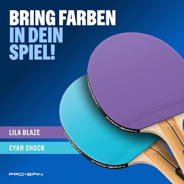 Набір для настільного тенісу PRO-SPIN - з сіткою, м'ячами, сумкою | Для гри 2 гравців | Преміум якість | Фіолетовий/Блакитний