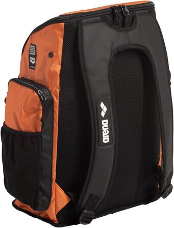 Рюкзак Arena Team Backpack 45 л, спортивний, для плавання і подорожей, з відділенням для мокрого одягу, посилене дно, помаранчевий Sunset Chevron
