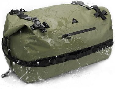 Водонепроникний рюкзак Haimont 60L, RollTop, для пляжу, човнів, каяків, кемпінгу, риболовлі та мотоциклів (армійний зелений)