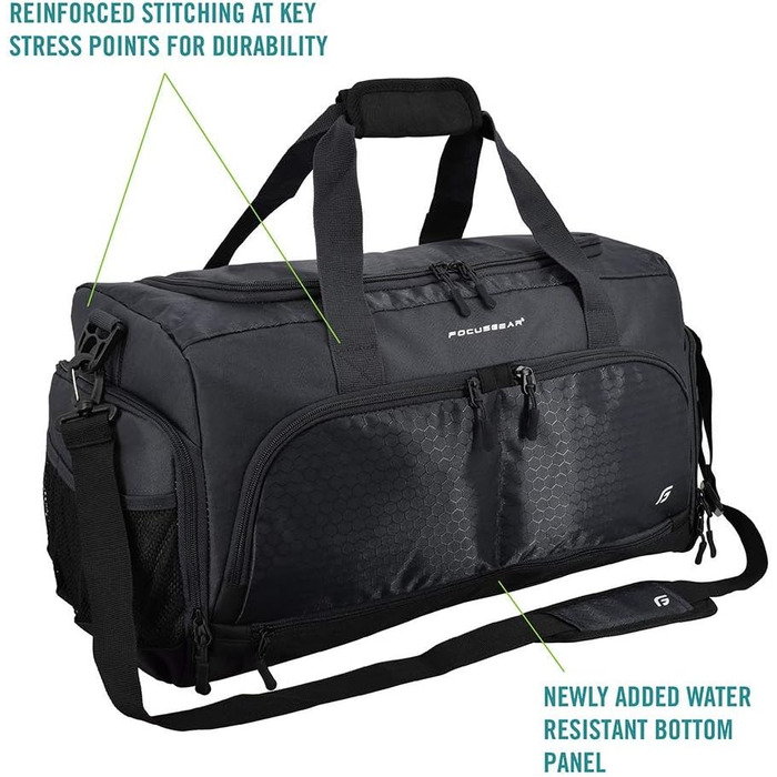 Сумка для спортзалу FocusGear Ultimate Gym Bag 2.0, водостійка, 10 відділень, міцна, зелена, 29,8×26,7×50,8 см