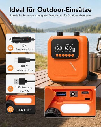 Аккумуляторний електричний насос для SUP дошки Accwork 20 PSI з адаптерами (каяк, надувний матрац)