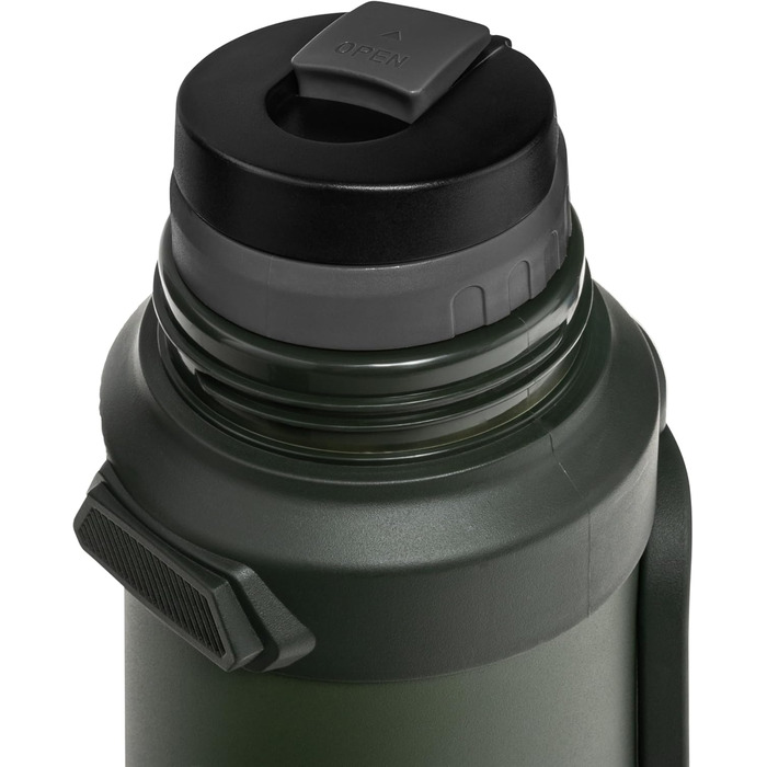 Термос Badger Outdoor Big Boy 1,3 л з нержавіючої сталі, із чайним ситечком, вакуумною ізоляцією, зберігає тепло до 24 годин, з ремінцем для перенесення, оливковий зелений