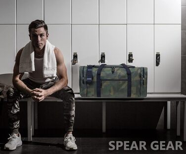 Спортивна сумка XXL Spear 68 см 65 л для чоловіків і жінок, камуфляж зелений, для тренажерного залу, футболу, сауни, з пляшкою для води