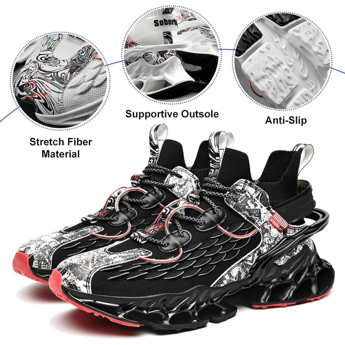 Чоловічі бігові кросівки для вулиці: легкі, зручні, дихаючі, з неслизькою підошвою. Ідеальні для занять спортом, фітнесом, джогінгом. Колір: білий (43 EU, чорний)