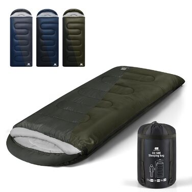 Спальний мішок XXL для дорослих, тепла погода, 3.2 кг, темно-сірий. Підходить для кемпінгу, зимових походів, полювання та подорожей. З компресійним мішком.