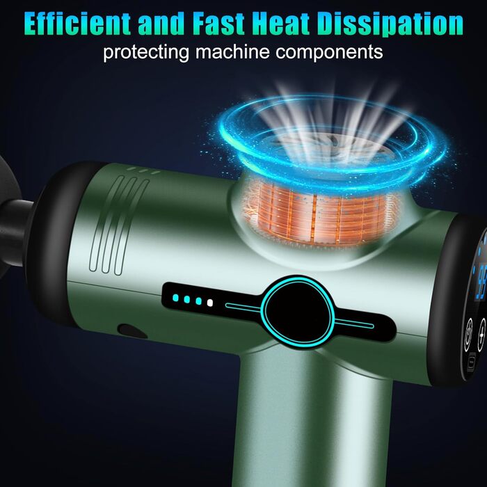 Масажер для м'язів Mini Muskel: портативний електричний масажер з LCD дисплеєм, 99 швидкостей, 8 насадок, тиха робота 35dB, акумуляторний