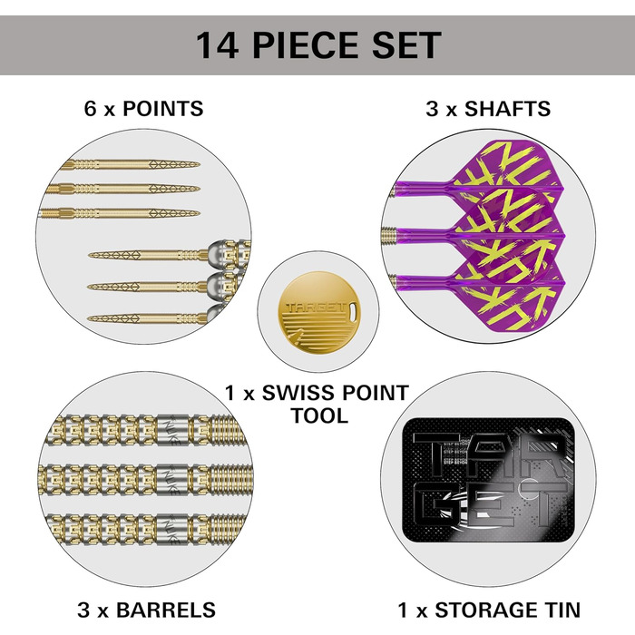 Дарти сталеві Luke Littler Gen 1 Prodigy Swiss Point, 90% Tungsten, 23/24г – професійний набір для гри в дартс