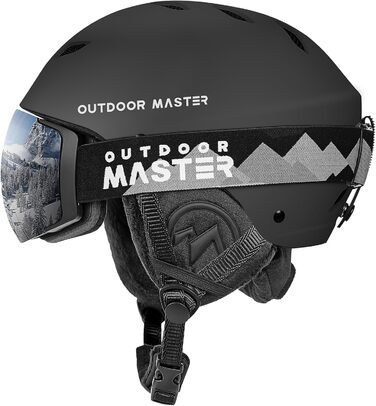 Шолом для лиж OutdoorMaster Kelvin PRO з маскою - комплект для чоловіків, жінок та юнаків, чорний, розмір M