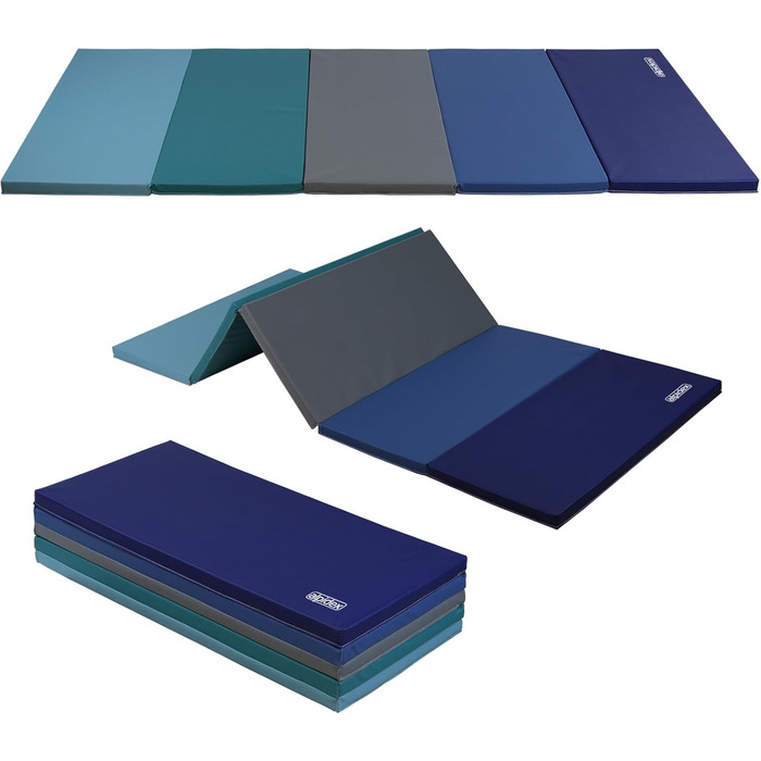 ALPIDEX Килимок для гімнастики та спорту, складаний, 185x78x3.2 см, блакитний, для дітей та дорослих