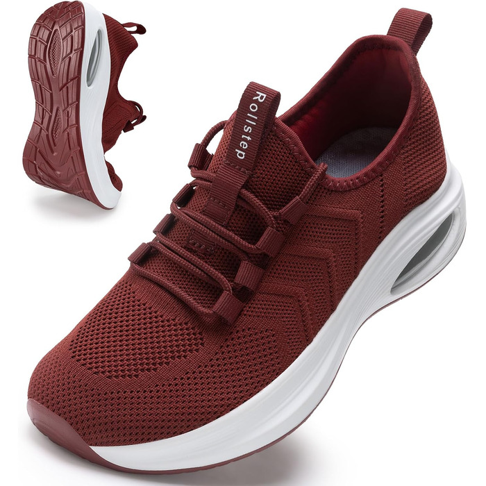 Жіночі кросівки з широкою колодкою та підтримкою арки | Зручні для бігу, тренувань та ходьби (40/41 EU, Бордовий)