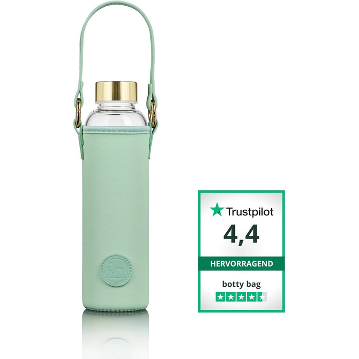 Дизайнерська скляна пляшка Botty Bag 550 мл з неопреною чохлом, герметична, для гарячих, холодних і газованих напоїв, м'ятна