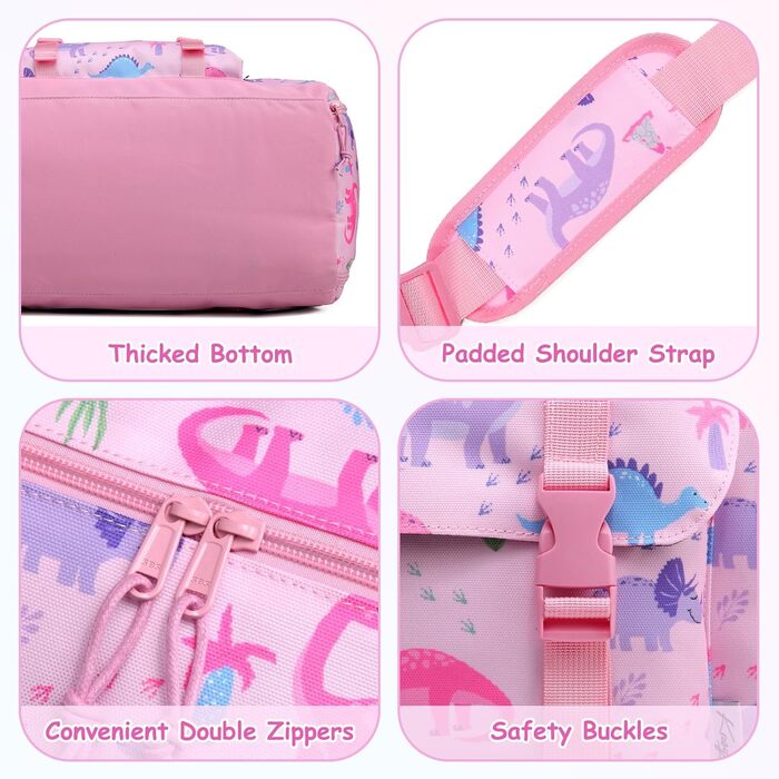 Спортивна сумка для дітей, дорожня сумка, мішок для плавання, спортивна сумка для хлопчиків та дівчаток, водонепроникна, сумка-мішок з відділенням для взуття (Рожевий динозавр)