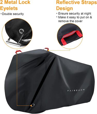 Водонепроникний захисний чохол для велосипеда та електровелосипеда на 2 велосипеди з отворами для замка – з сумкою для зберігання – чорний