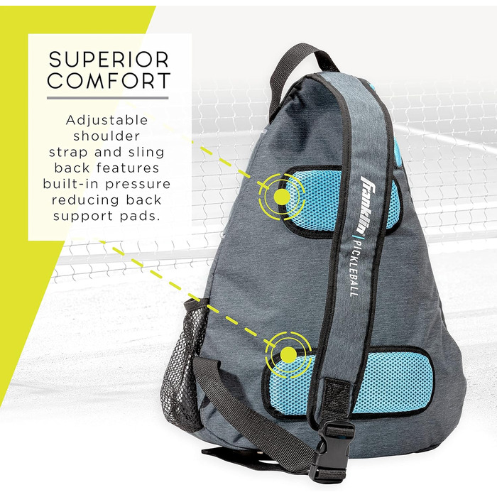 Рюкзак для піклболу Franklin Sports, сіро-синій – офіційний US Open, для екіпірування, чоловіків та жінок, місткий для ракеток, м’ячів та аксесуарів