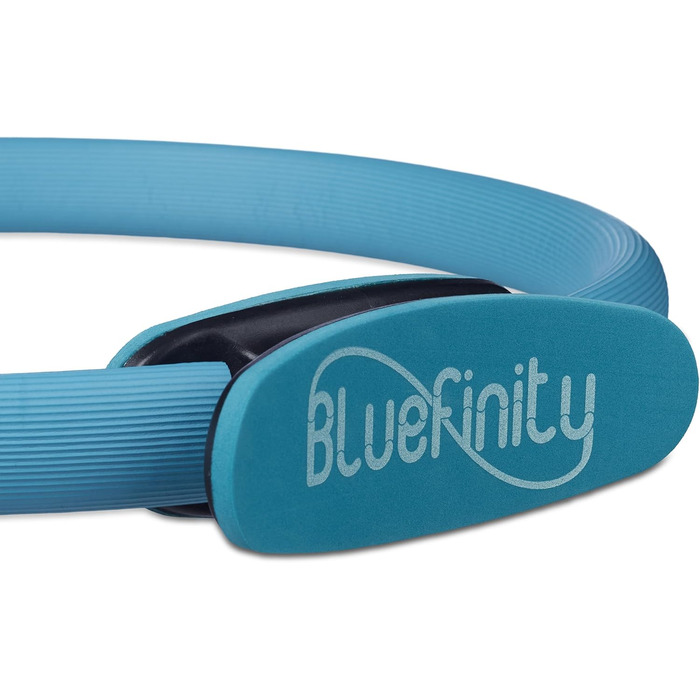 Кільце для пілатесу Relaxdays Bluefinity з подвійними ручками, з м'якою обшивкою, діаметр 39 см, скловолокно, з еластичними стрічками, турквенового кольору