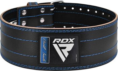 Шкіряний пояс для важкої атлетики RDX 4” IPL USPA, 12 отворів, 6 мм, пауерліфтинг, бодібілдинг, для тренувань, синій XL, чоловічий/жіночий